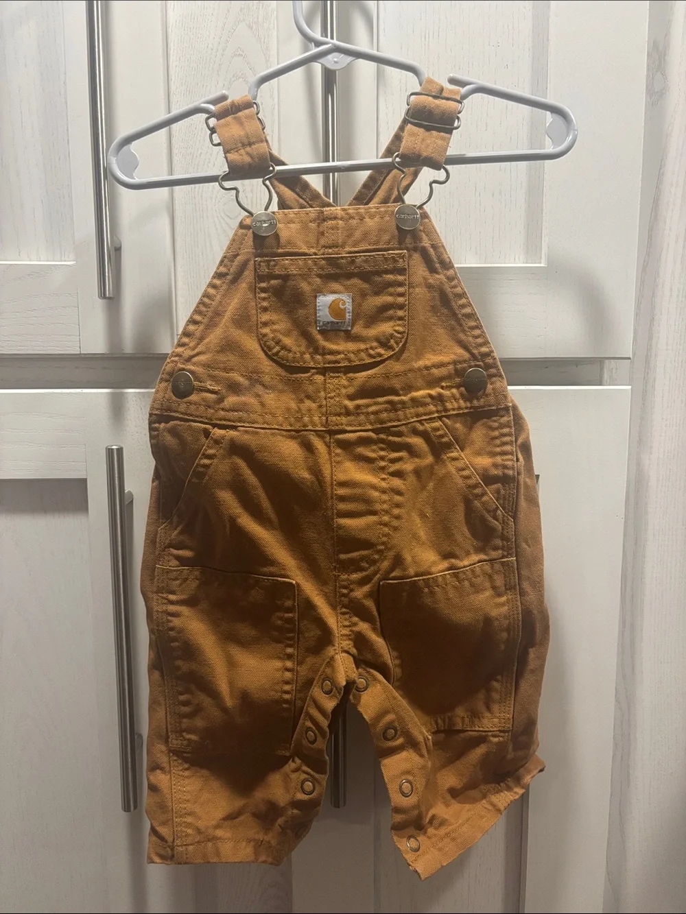 Carhartt Kids Caramel Brown Canvas Overalls with Front Pocket